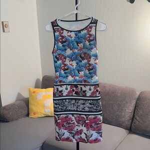 Clover Canyon Blue and Red Floral Mini Dress